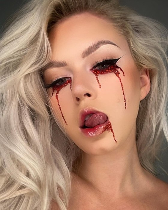 Заплаканий макіяж на Гелловін, фото