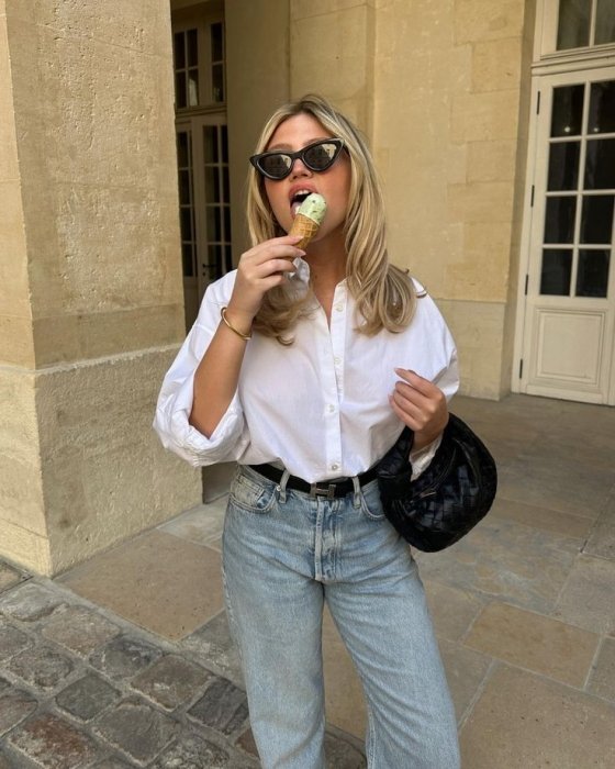 Біла сорочка в чоловічому стилі, фото