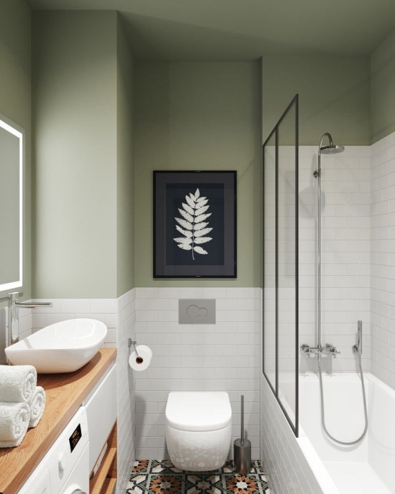 Ванна кімната зеленого кольору, фото