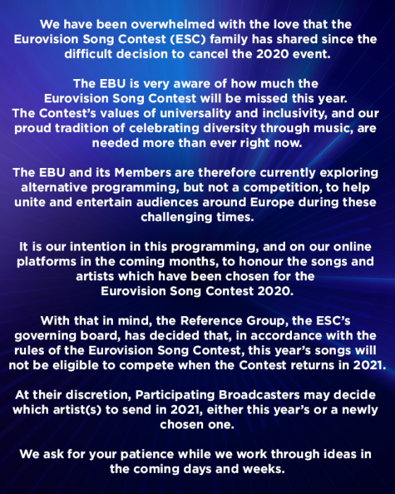 На Евровидении в 2021 году участников ждут с новыми песнями - фото №1