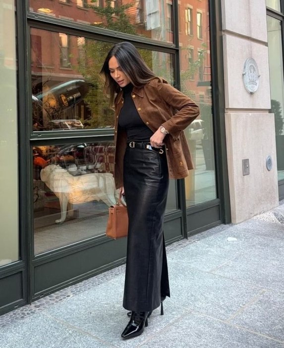 Кожаные юбки, которые будут в тренде осенью 2025 года, фото