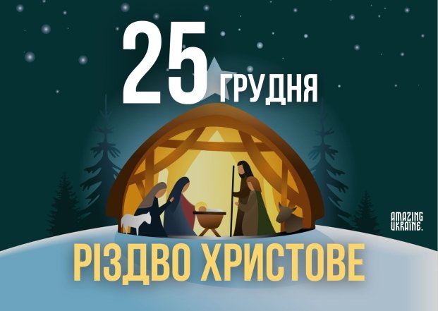 Вітання з Різдвом Христовим 25 грудня українською