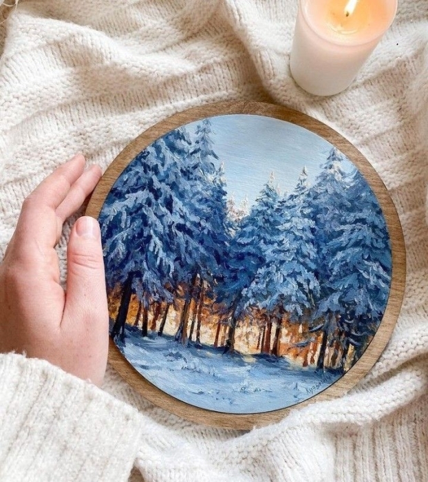Рисуем зимнюю картину на срезе дерева: мастер-класс эксклюзивного декора (ФОТО) - фото №3