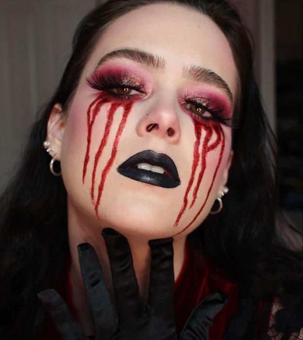 Заплаканий макіяж на Гелловін, фото
