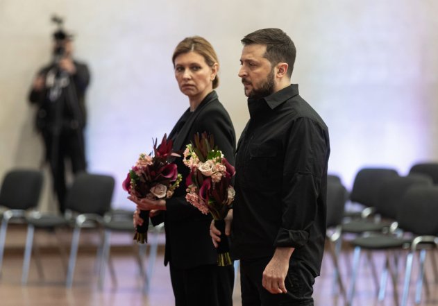 Подружжя Зеленських на похоронах Леоніда Кравчука