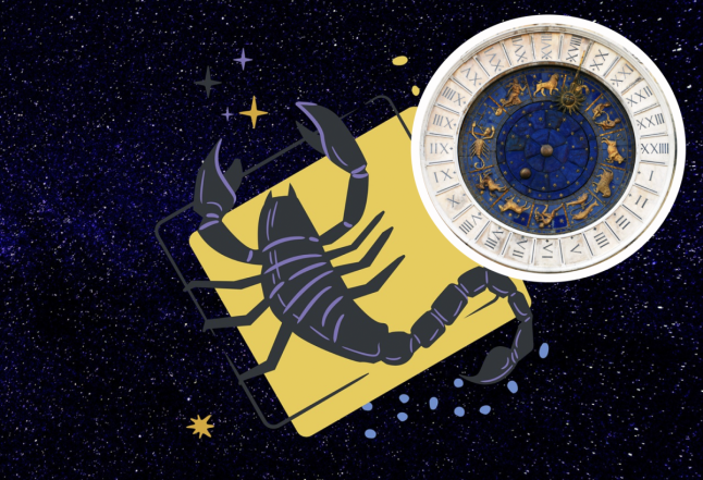 Знак зодиака Скорпион на фоне звездного неба, картинка