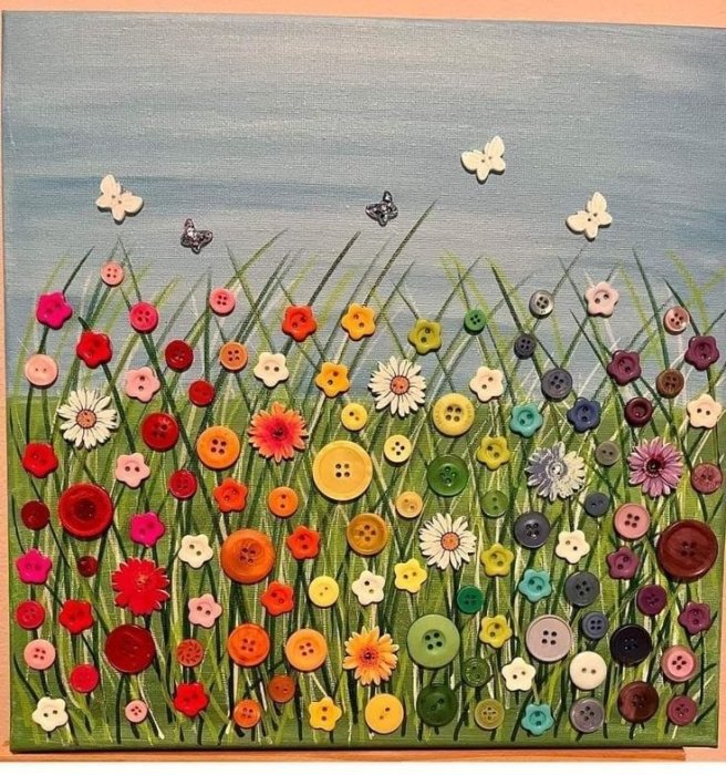 Картины из пуговиц, творческие идеи