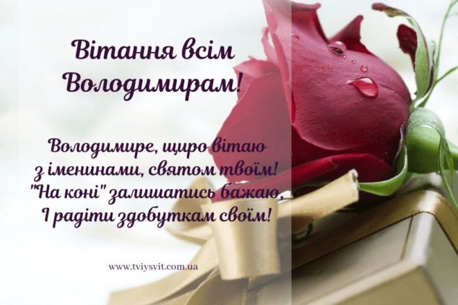 Душевні вітання з Днем ангела Володимира