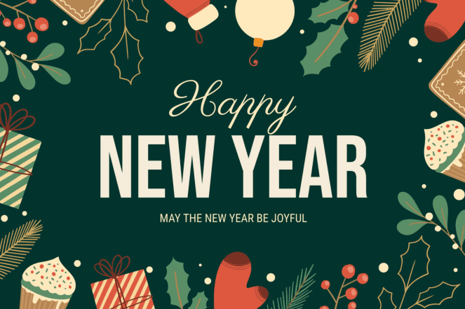 Открытки с Новым годом 2026 на английском