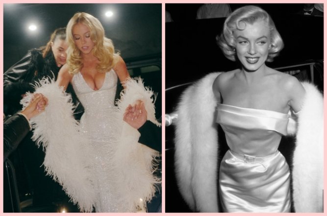 Сидни Суини копирует стиль Мэрилин Монро, фото