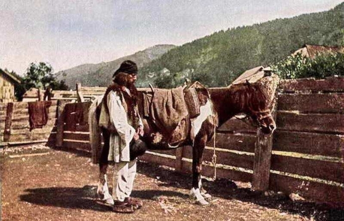 Украинец с лошадью, старинные фото