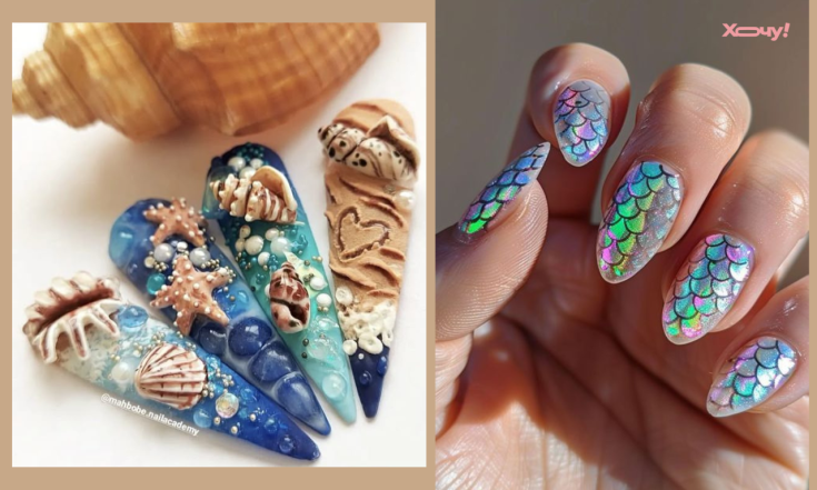 Стильный морской маникюр на лето 2025