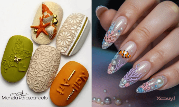 Креативный морской маникюр на лето 2025, идеи