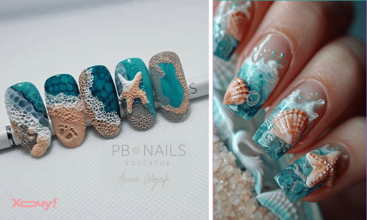 Креативный морской маникюр на лето 2025