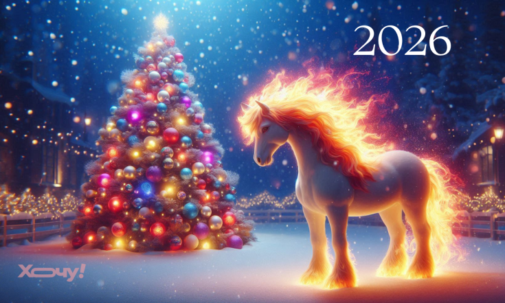 С Новым годом 2026, поздравления в прозе и открытки с Огненным Конем