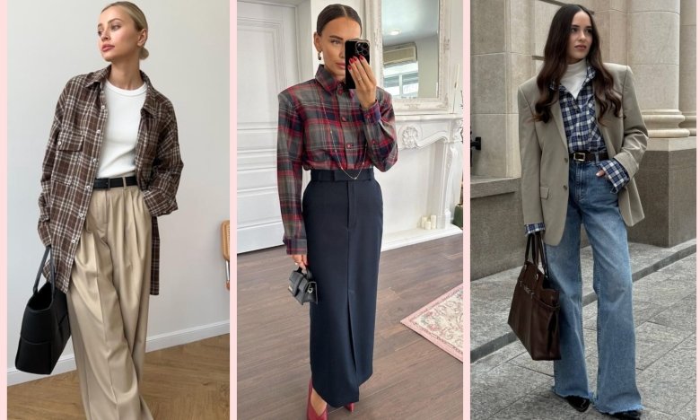 Сорочка в клітинку жіноча, фото