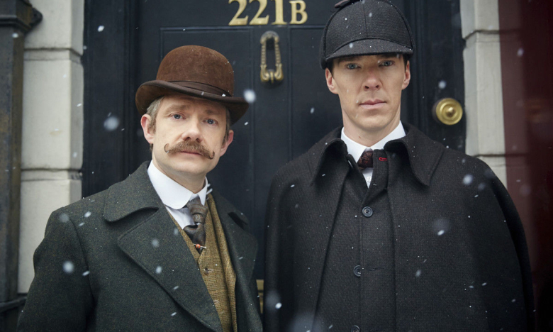 На фото кадр з фільму про Шерлока Холмса