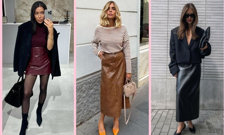 Кожаные юбки 2025, фото