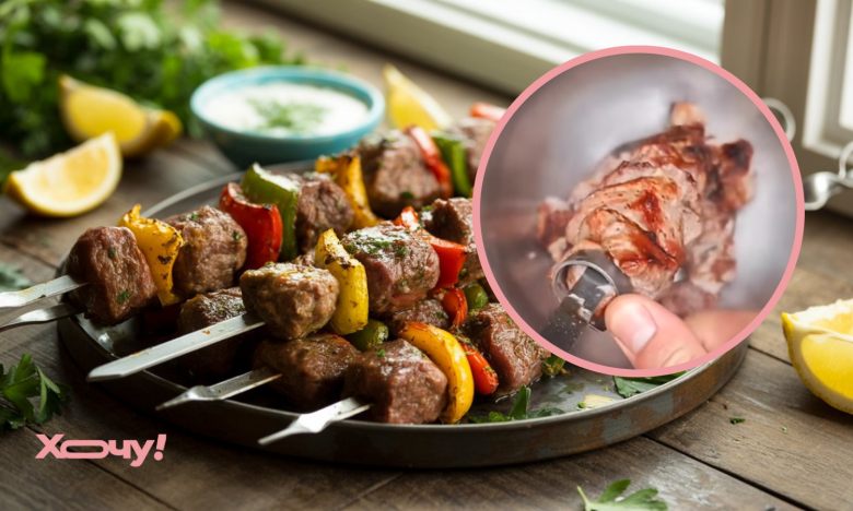 як зняти м'ясо з шампурів