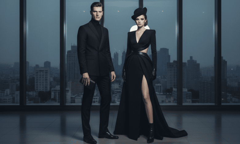 Жінка та чоловік в чорному одязі