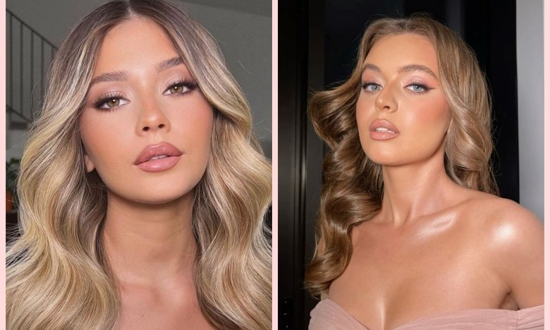 Макияж с блестящими тенями.