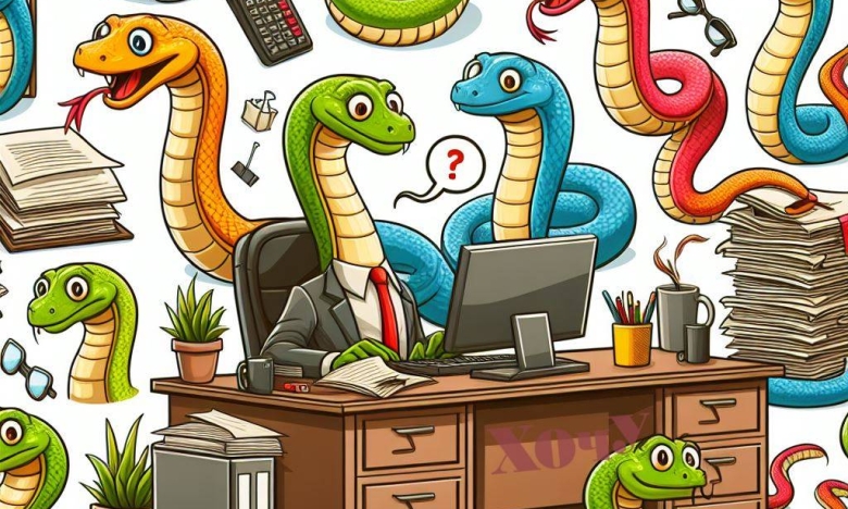 Изображение змей в офисе