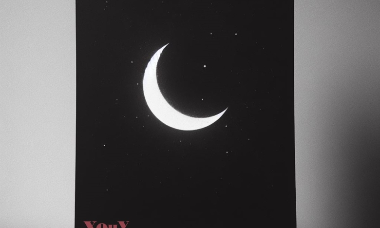Нисходящая Луна, нарисованная на черном фоне, картинка