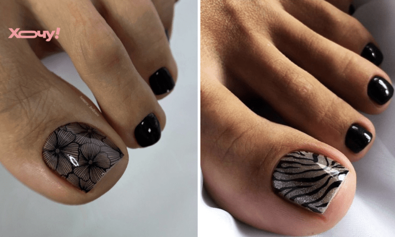 Наймодніший чорний педикюр на літо 2025