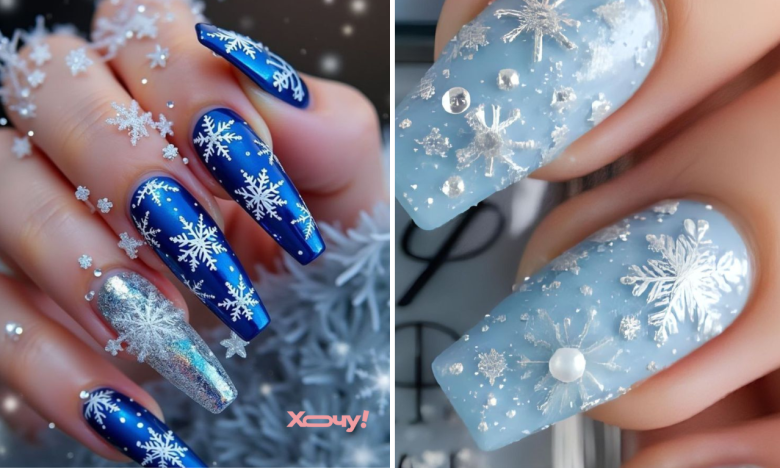 Маникюр со снежинками