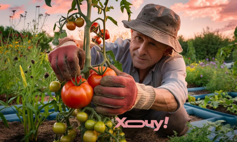 мужчина с помидорами