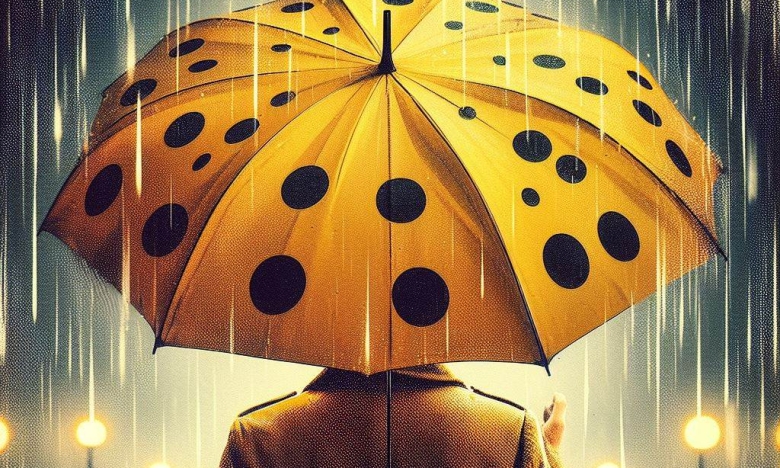 Картинка людини з жовтою парасолею