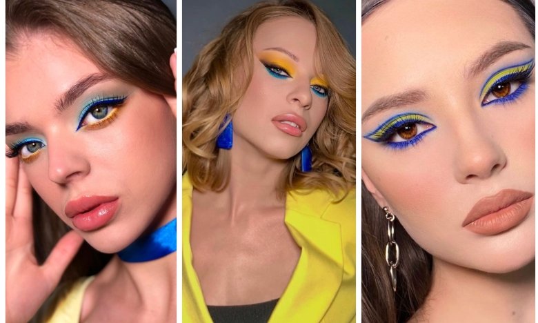 Патріотичний макіяж у синьо-жовтих відтінках, фото