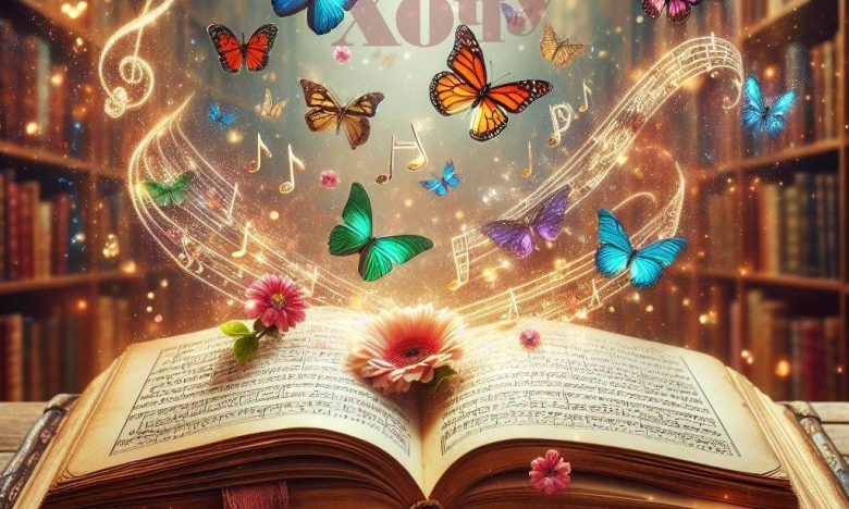 На фото книга с бабочками