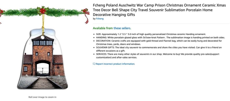Amazon обвинили в продаже елочных игрушек и украшений с изображением Освенцима
