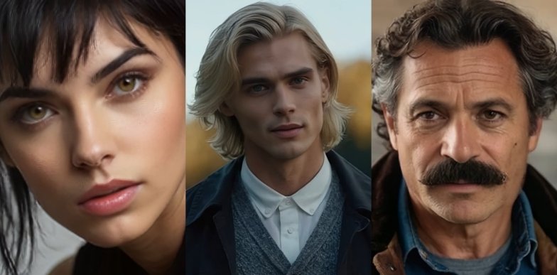 ШІ версія  Еліс, Карлайла та Чарлі із Сутінків за книжковим описом