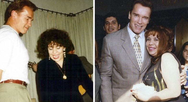 Арнольд Шварценеггер та хатня робітниця Мілдред Баена, від якої він має сина Джозефа