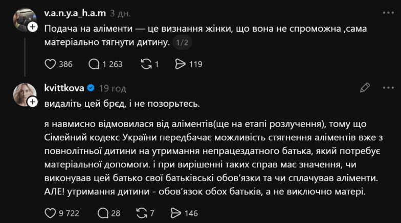 Квіткова розповіла про аліменти, фото