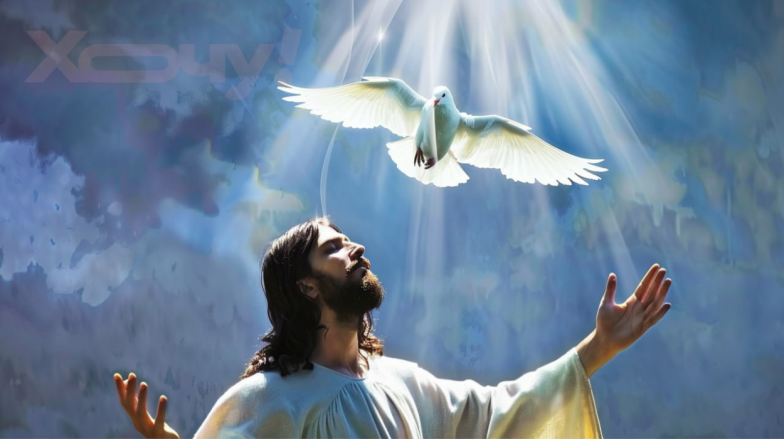Иисус Христос и голубь мира.