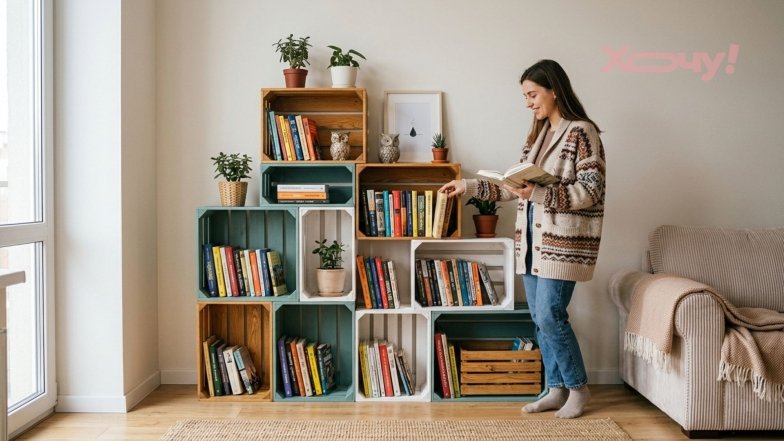 Как стильно расставить книги без стеллажа