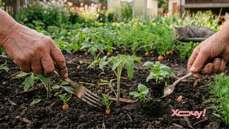 Повторне використання кухонного приладдя на городі