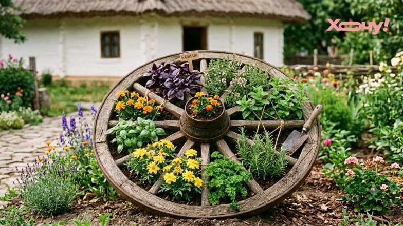 Що зробити зі старого велосипедного колеса на дачі