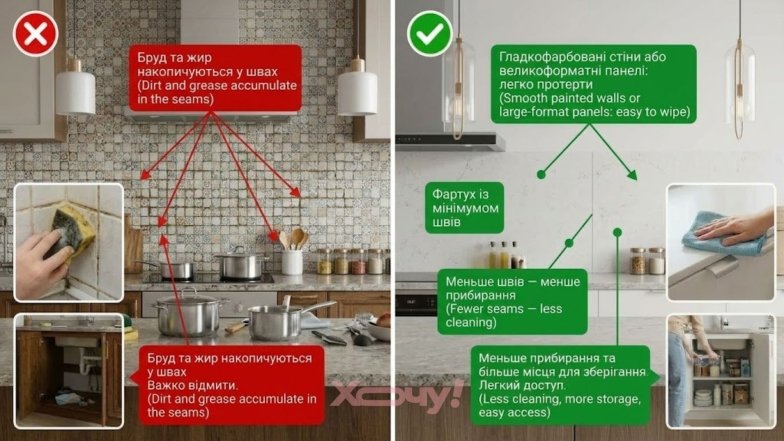 Как устроить кухню чтобы меньше убирать
