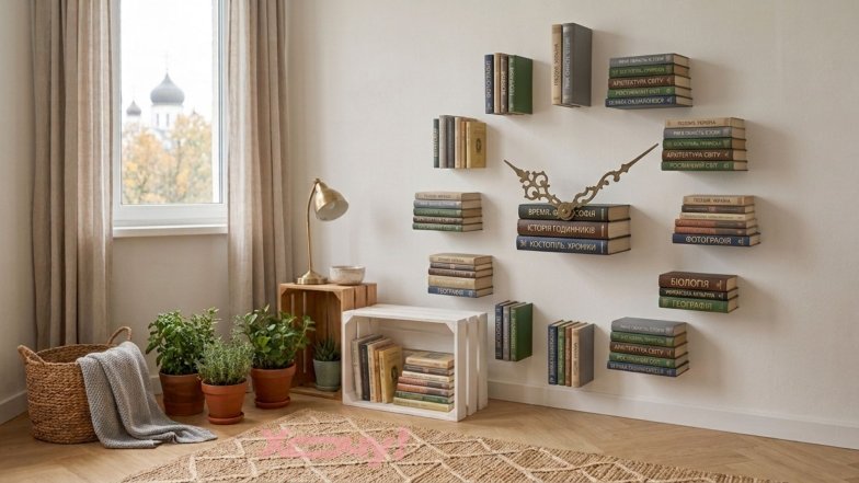 Как стильно расставить книги без стеллажа