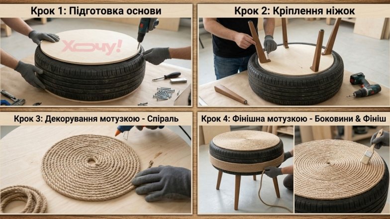 Как сделать столик из шины